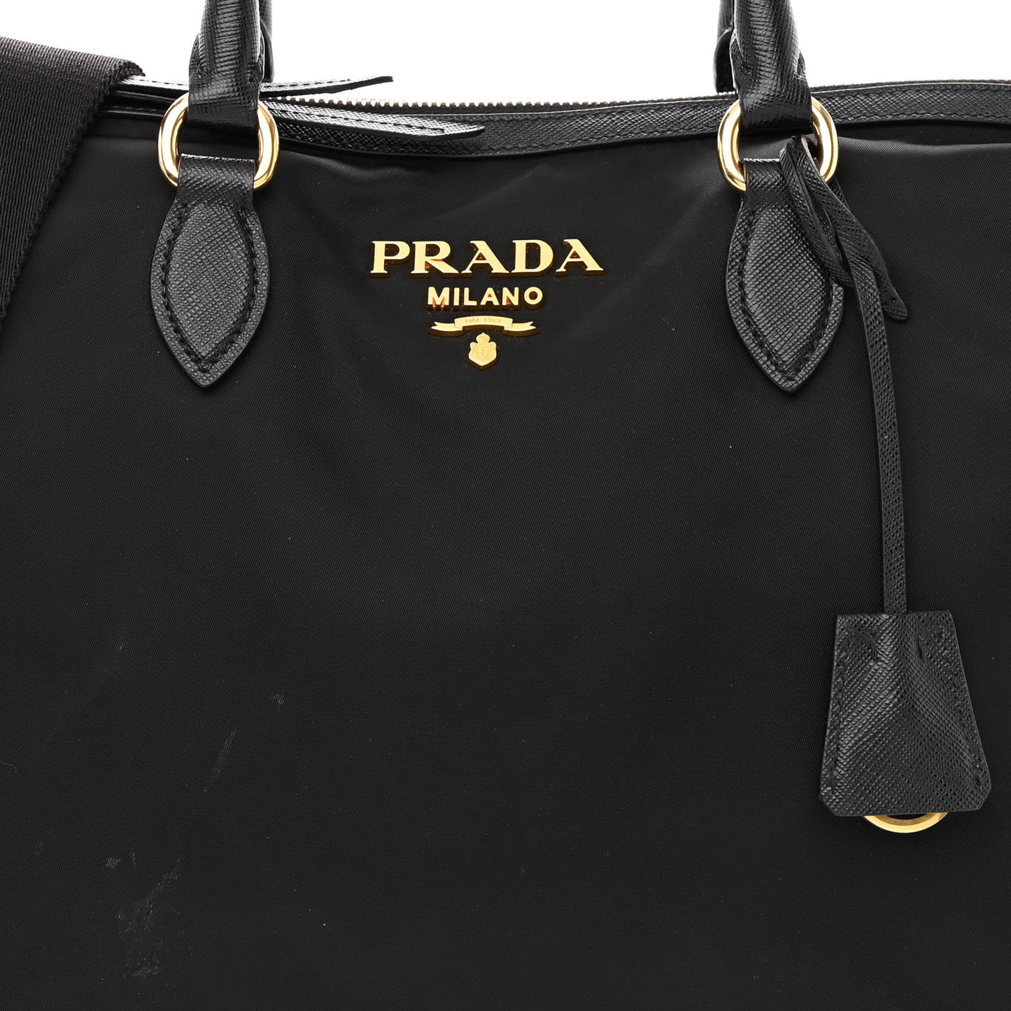 Tessuto Nylon Saffiano Satchel Black