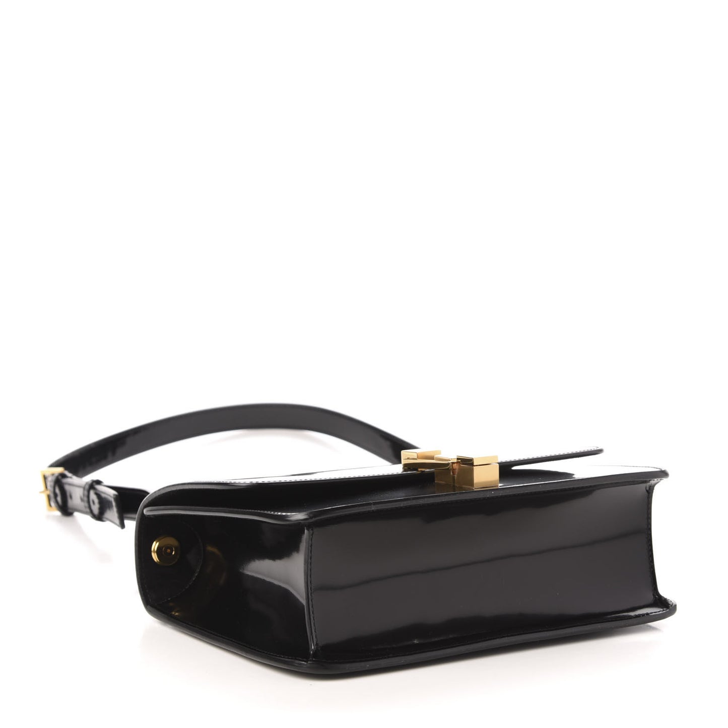 Patent Calfskin Carre Satchel Black
