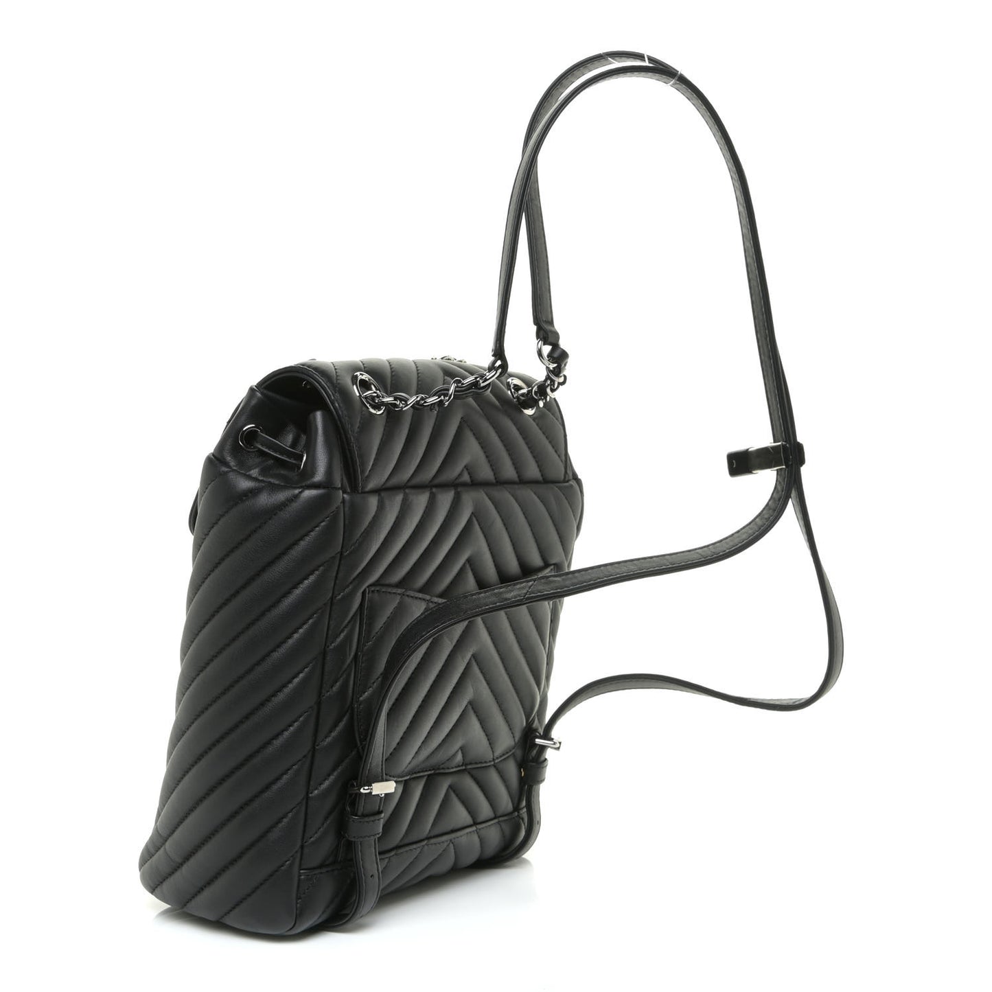 Calfskin Chevron Quilted Small Urban Spirit Backpack Black