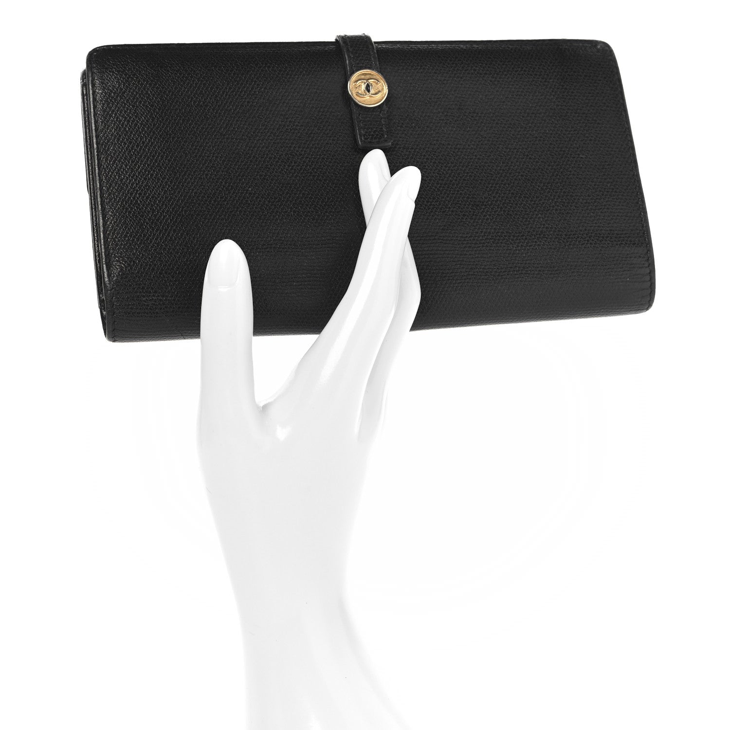 Chanel Grained Calfskin CC Button Long Wallet Black 2 of 12