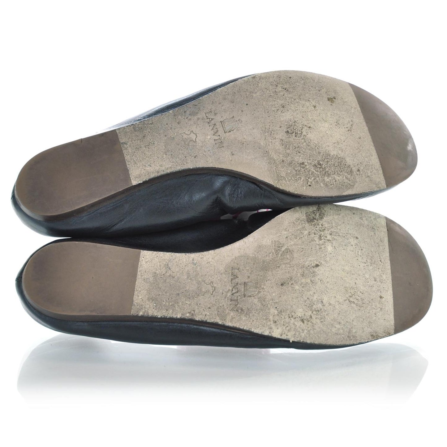 Leather Elastic Ballet Flats Black 40