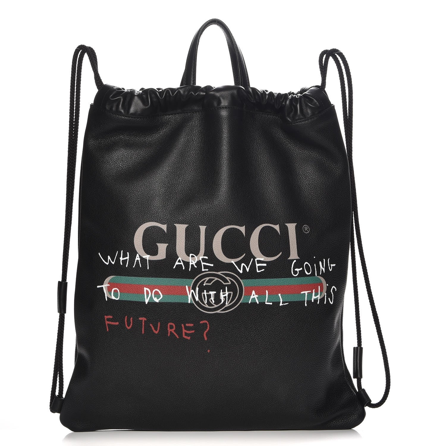 Gucci Calfskin Coco Capitan Logo Drawstring Backpack Black 1 of 7