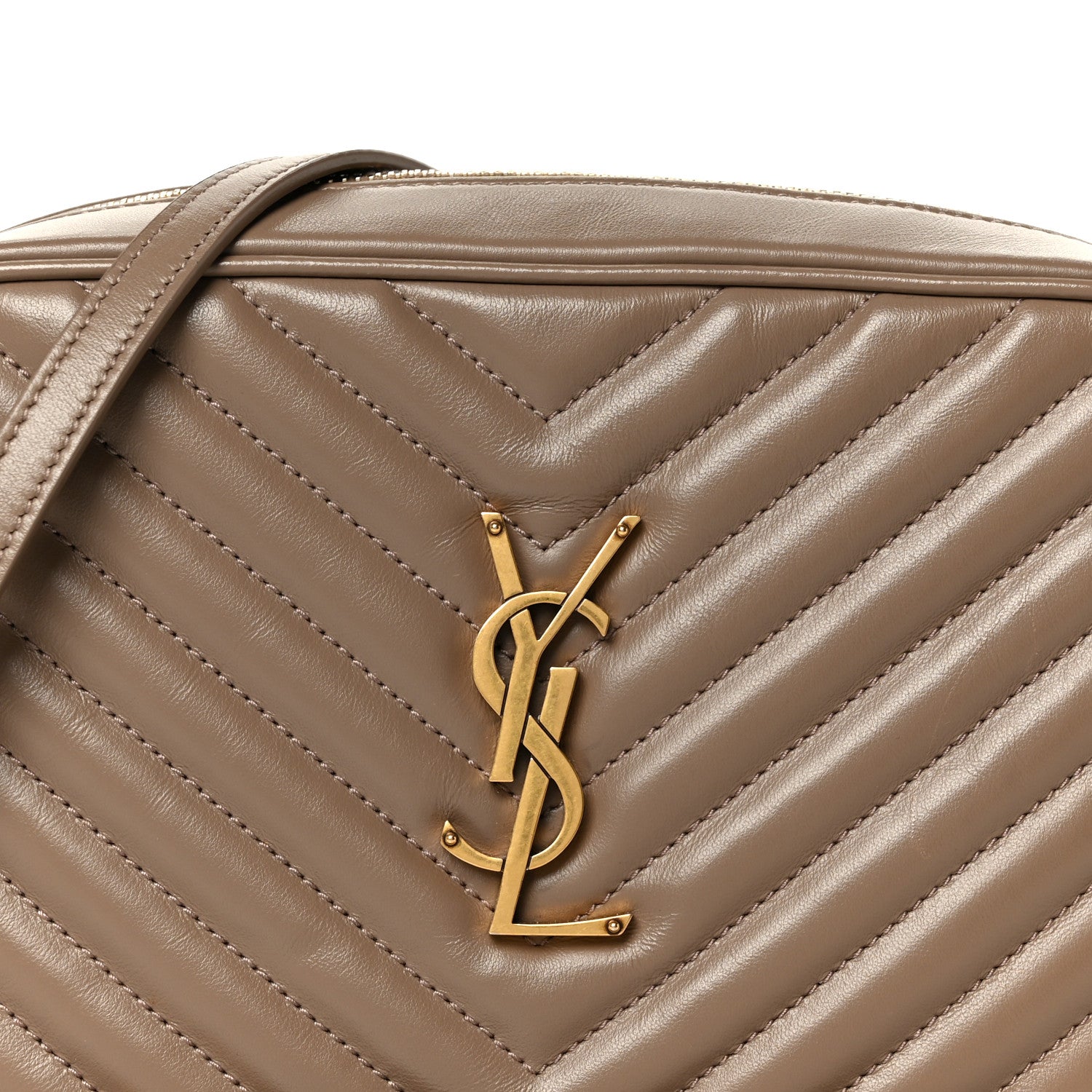 Saint Laurent Calfskin Matelasse Monogram Lou Camera Bag Dark Beige 8 of 11