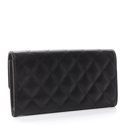 Chanel Caviar Quilted Large Gusset Flap Wallet Black 3 of 9