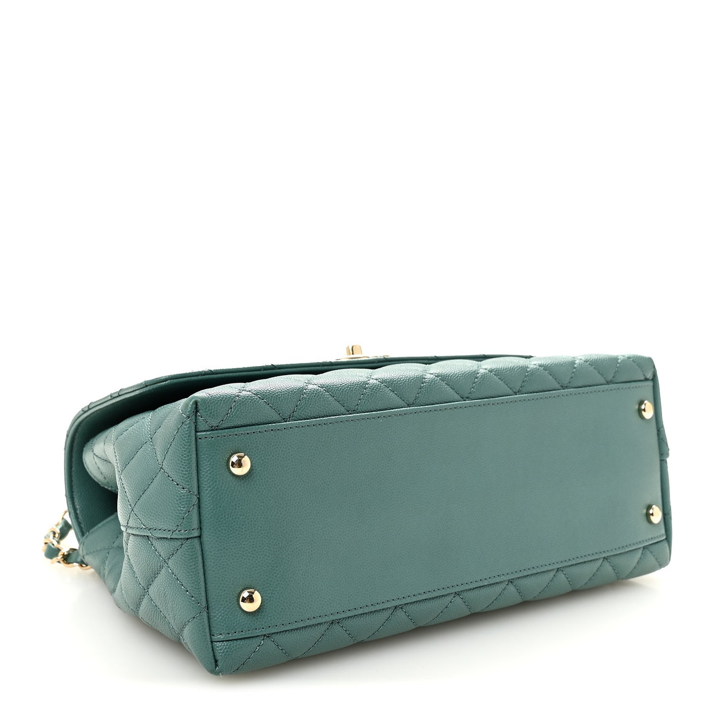 Caviar Quilted Lizard Embossed Small Coco Handle Flap Green