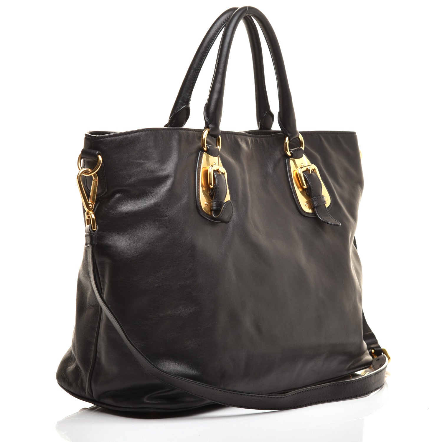 Prada Soft Calfskin Shopping Tote Black 3 of 10