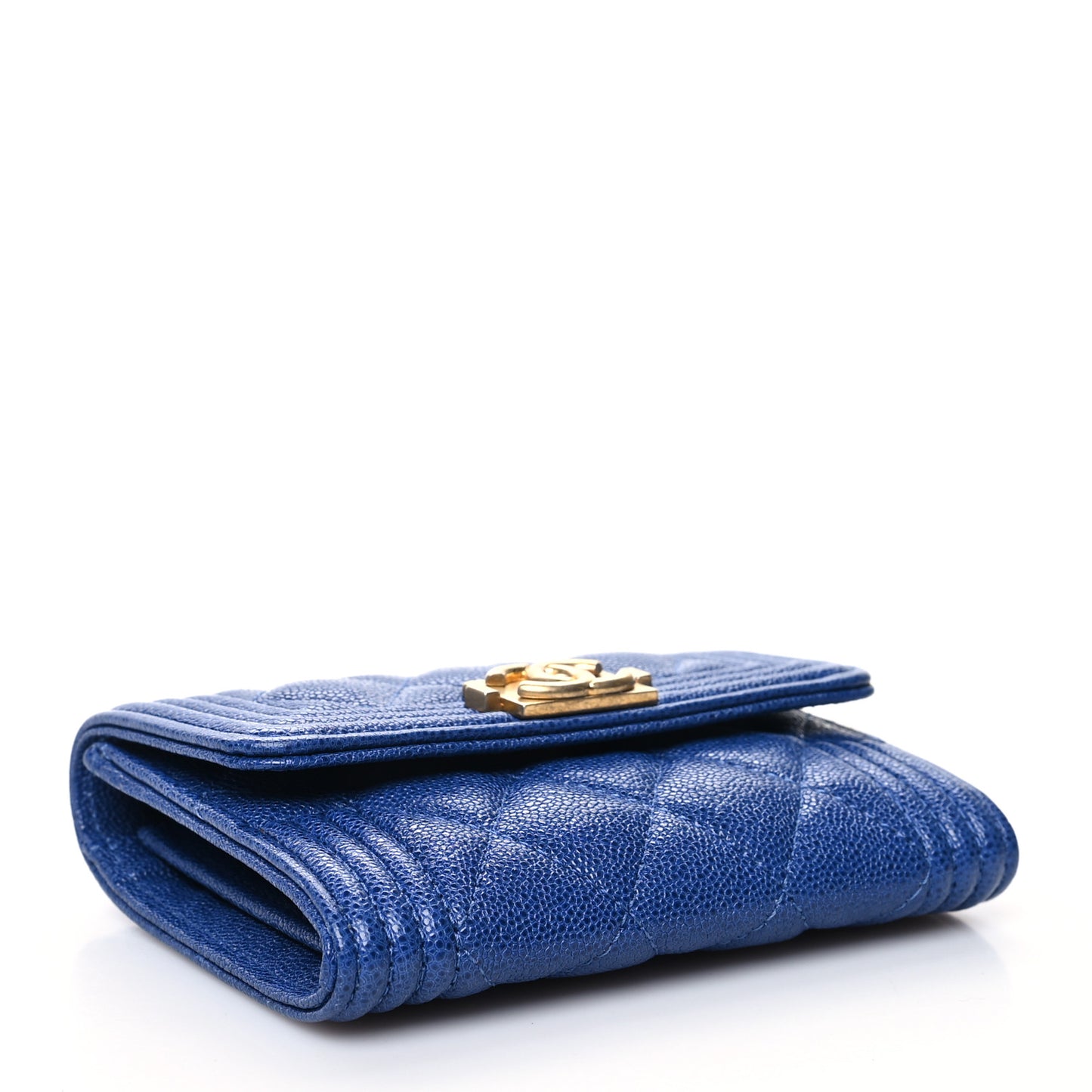 Caviar Quilted Boy Card Holder Wallet Blue