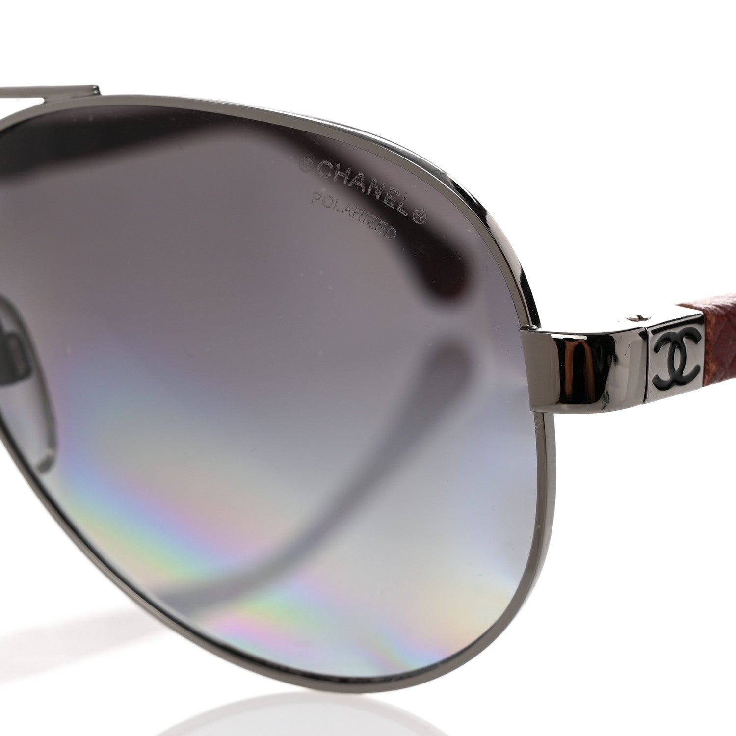 Chanel Lambskin Quilted CC Aviator Sunglasses 4195-Q Burgundy 7 of 8