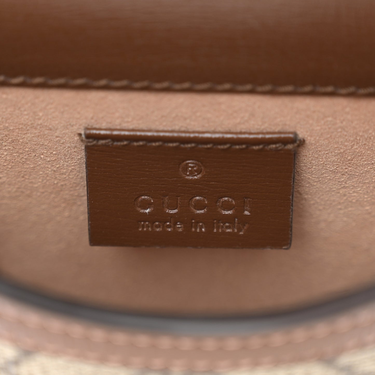 GG Supreme Monogram Mini Horsebit 1955 Crossbody Bag Beige Brown Sugar