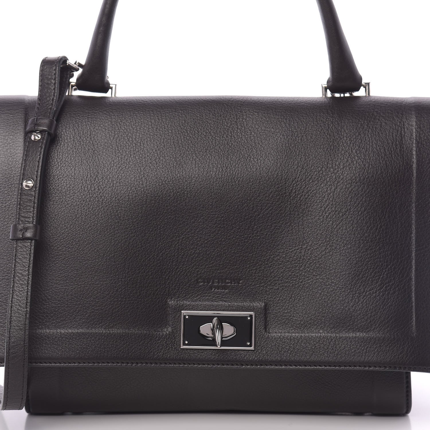 Givenchy Grained Calfskin Small Shark Lock Satchel Dark Brown 10 of 10