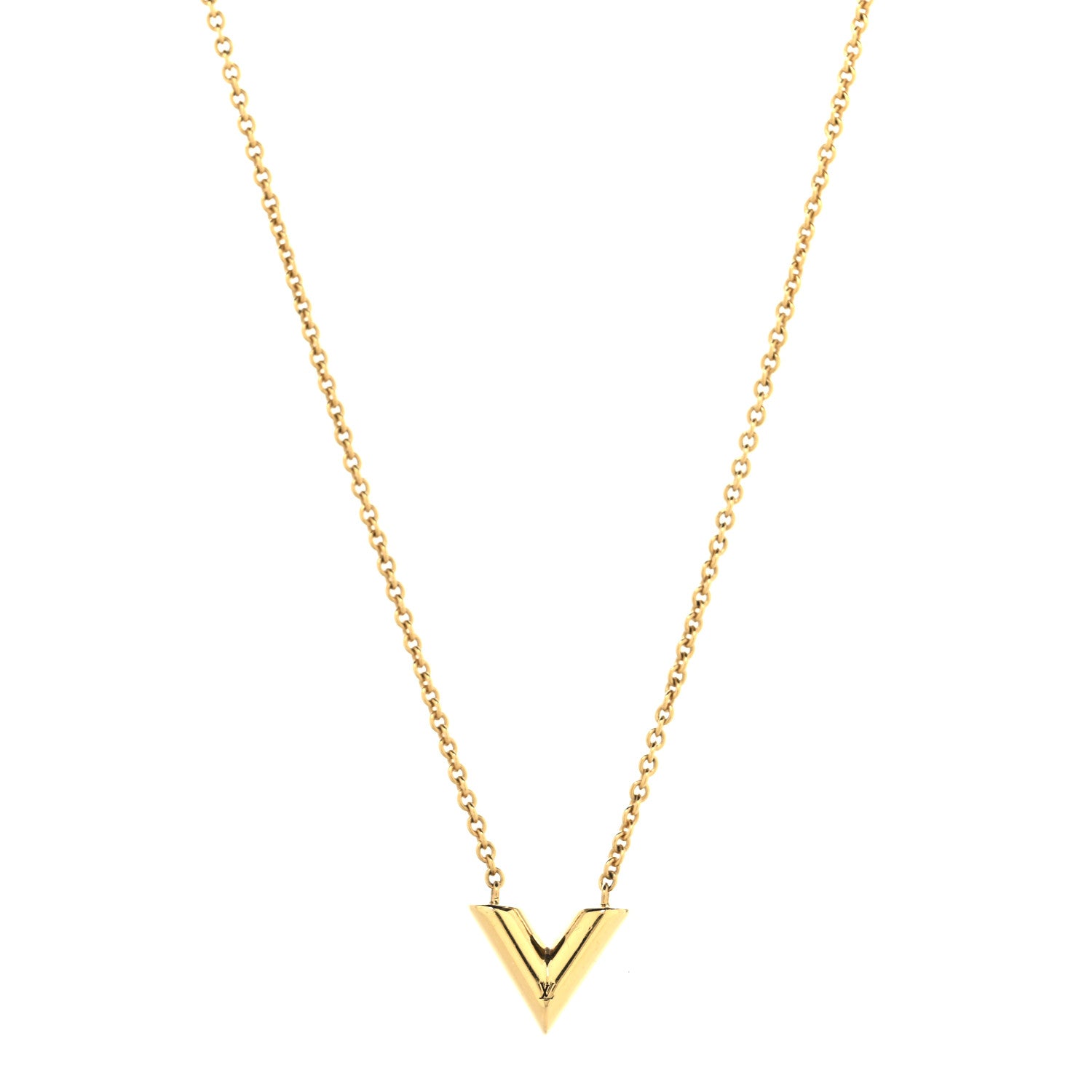Louis Vuitton Essential V Necklace Gold 1 of 7