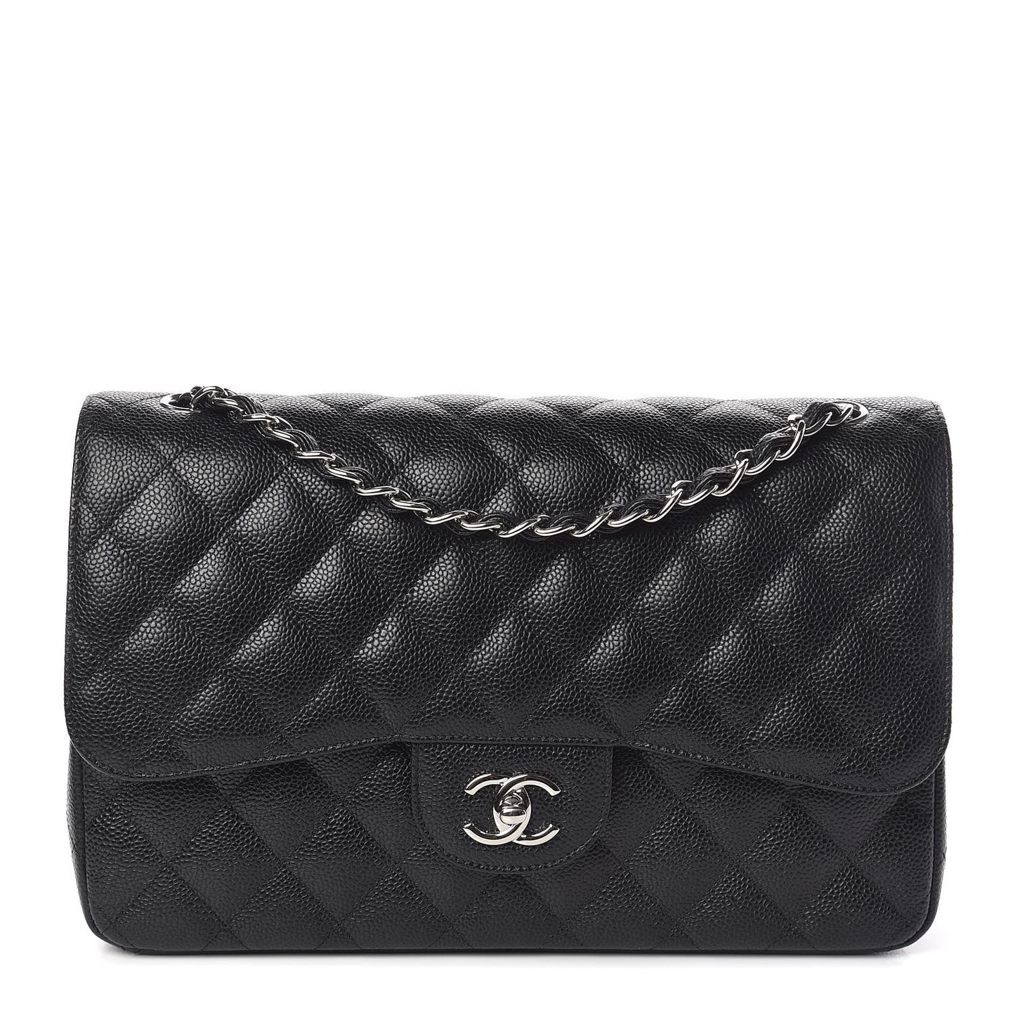 Caviar Quilted Jumbo Double Flap Black