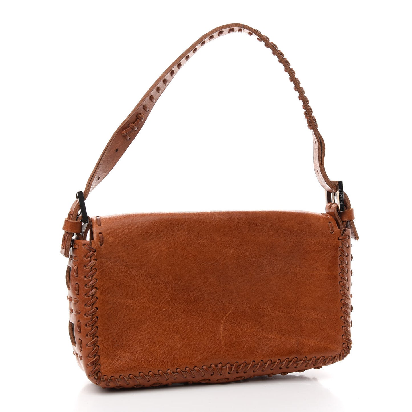 Calfskin Whipstitch Baguette Brown