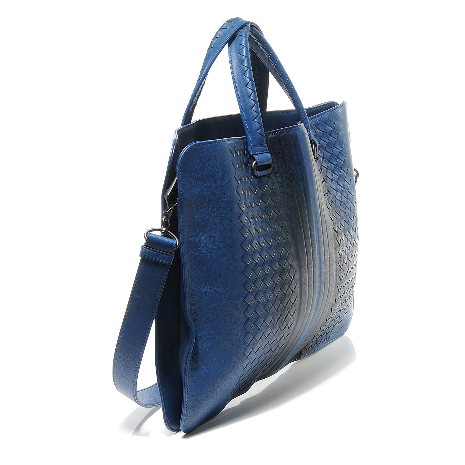 Bottega Veneta Nappa Intrecciato Ombre Briefcase Blue 3 of 8