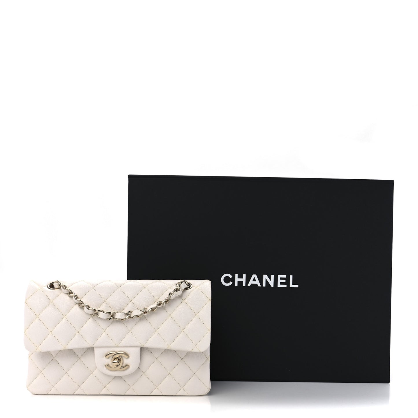Caviar Quilted Small Double Flap White