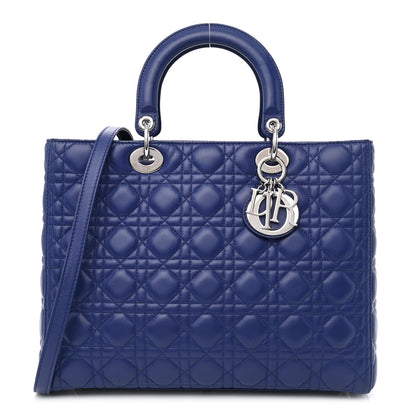 Christian Dior Lambskin Cannage Large Lady Dior Blue 1 of 11
