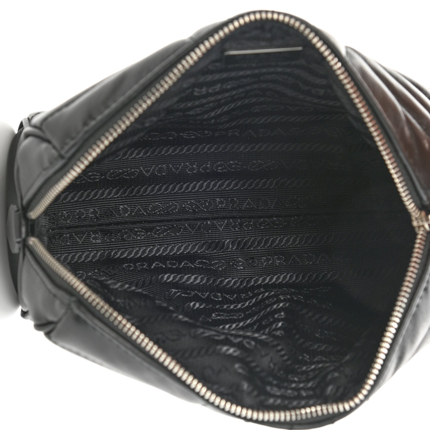 Soft Calfskin Diagramme Wristlet Pouch Bag Black