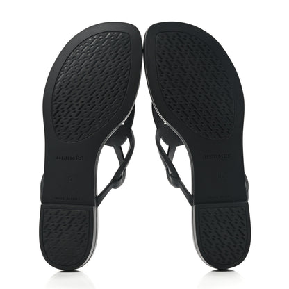 Hermes Rubber Womens Egerie Sandals 36 Black 5 of 9