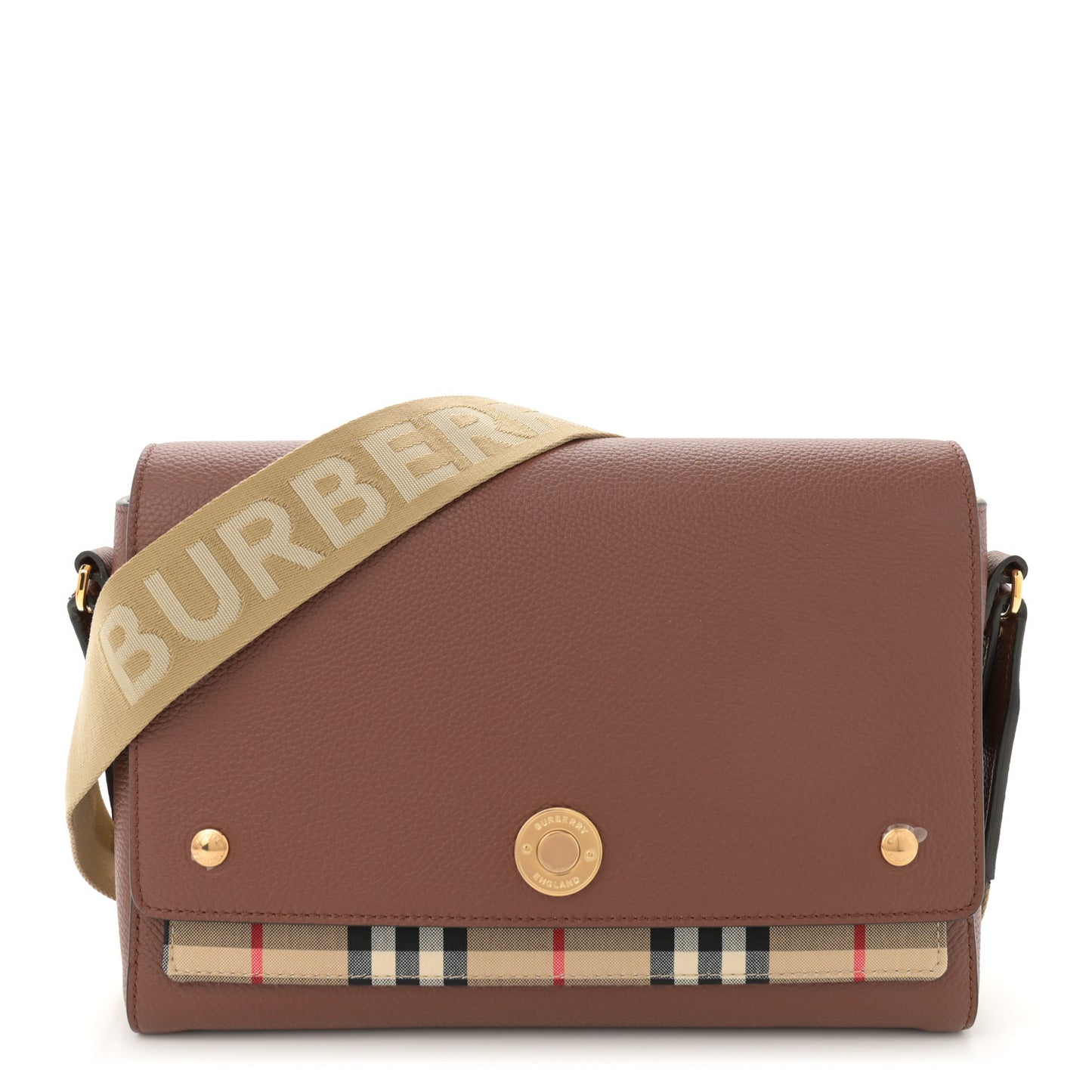 Calfskin Vintage Check Note Crossbody Bag Tan
