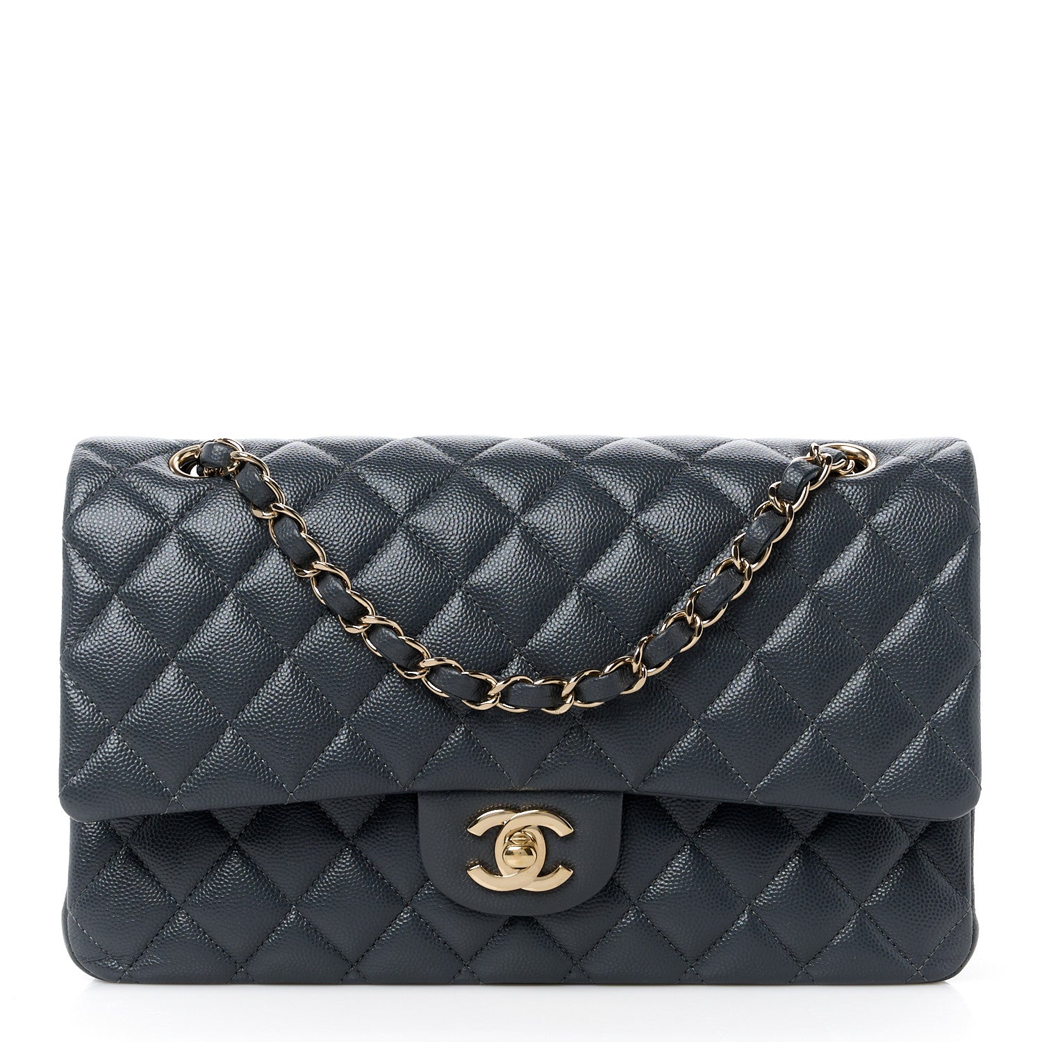 Chanel Caviar Quilted Medium Double Flap Dark Grey 1 of 11
