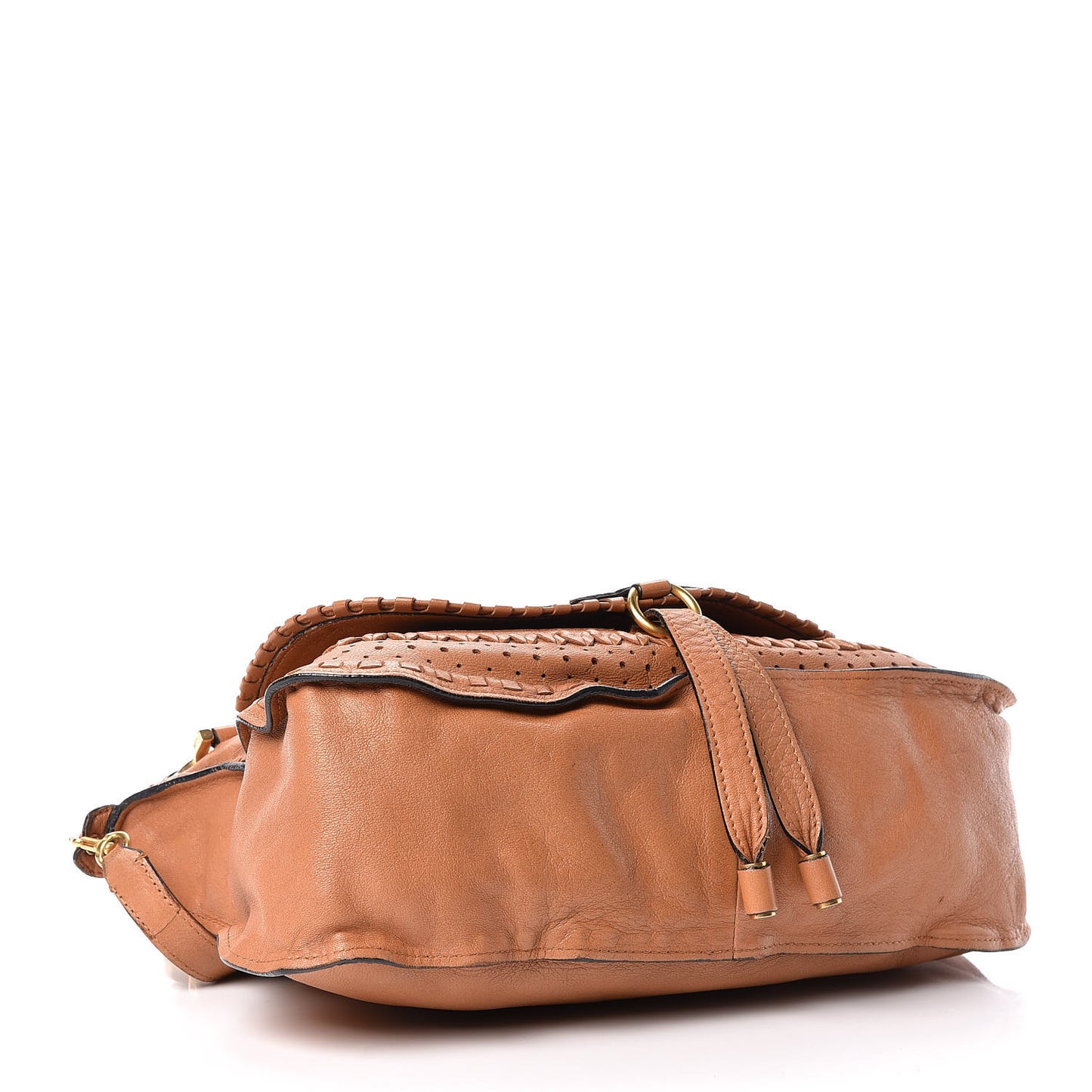Calfskin Embroidered Medium Marcie Satchel Tan