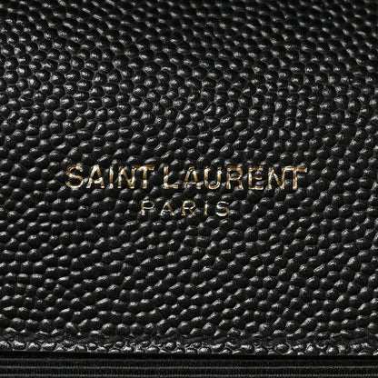 Saint Laurent Smooth Calfskin Matelasse Chevron Large Monogram Satchel Black 7 of 9