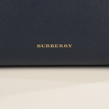 Burberry Grainy Calfskin House Check Medium Banner Tote Ink Blue 10 of 12