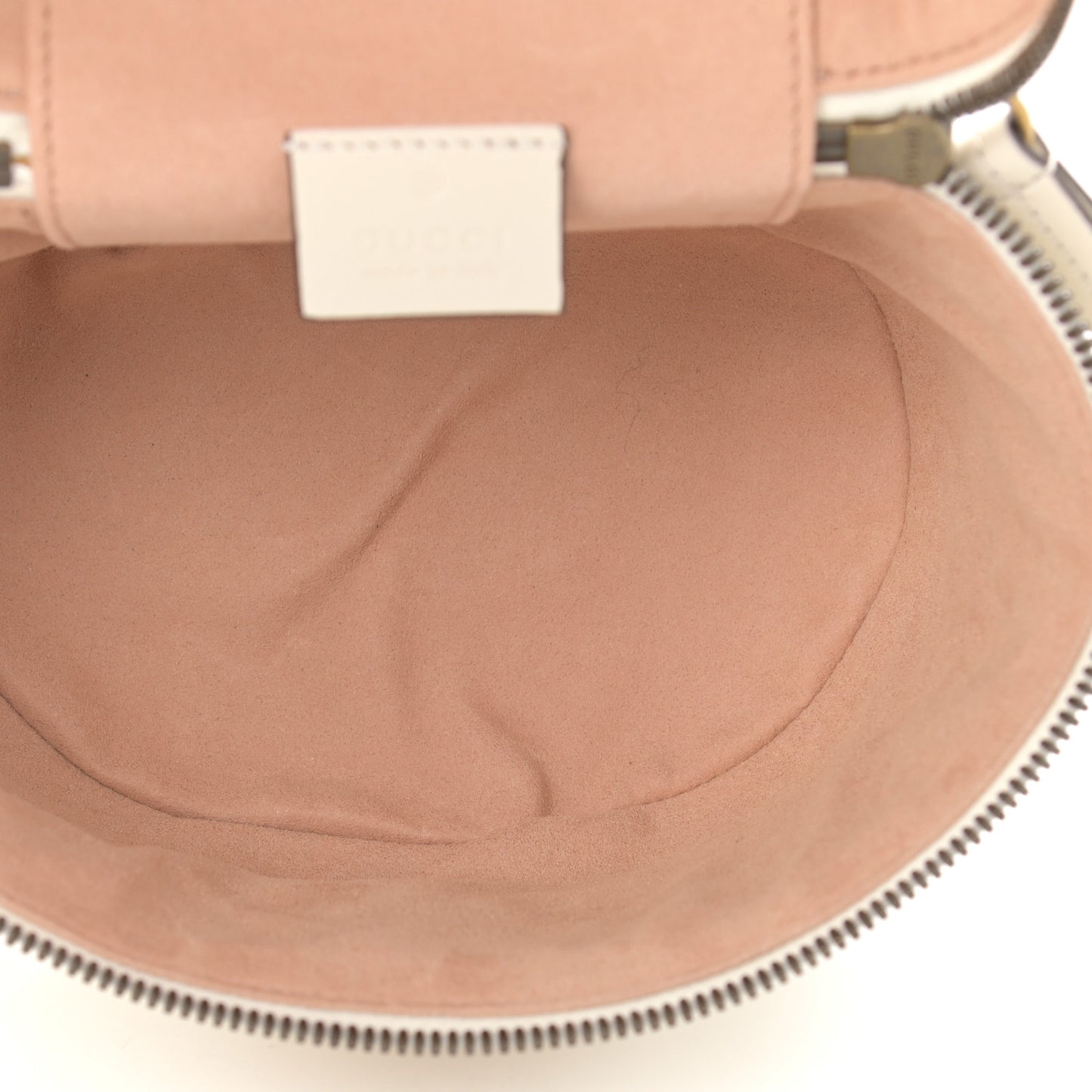 Calfskin Matelasse Mini GG Marmont Round Backpack White