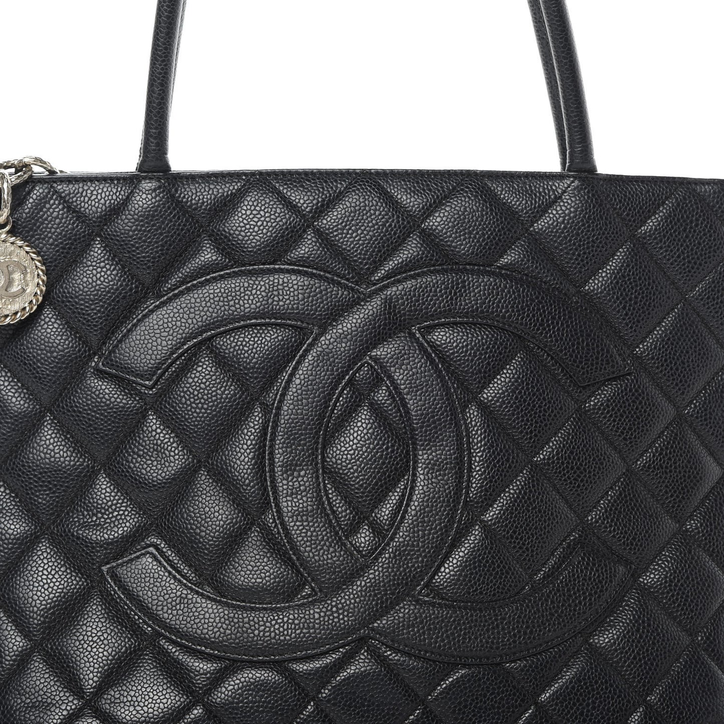 Caviar Quilted Medallion Tote Black