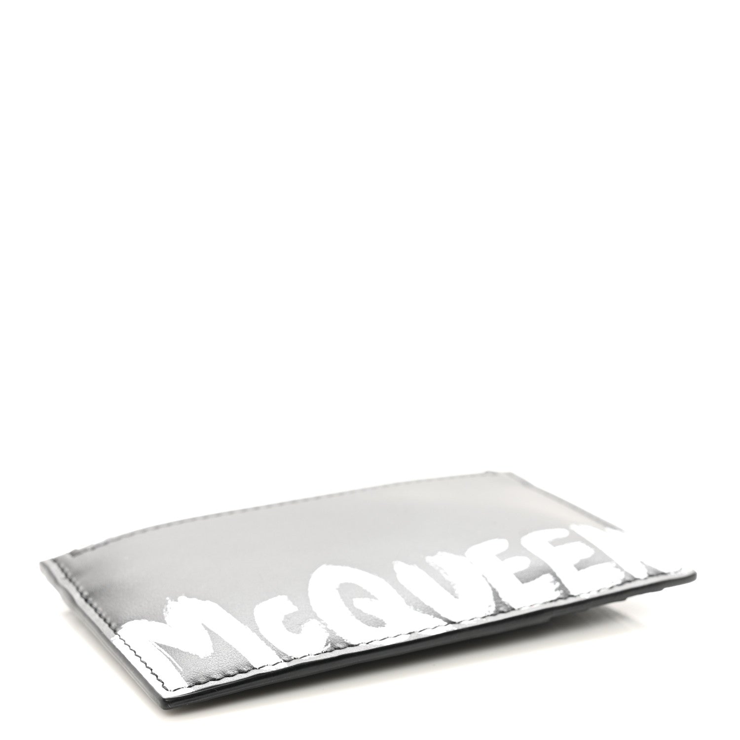 Alexander McQueen Calfskin Graffiti Card Key Pouch Black White 4 of 7