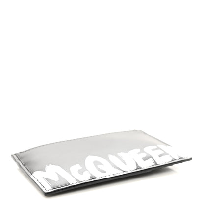 Alexander McQueen Calfskin Graffiti Card Key Pouch Black White 4 of 7