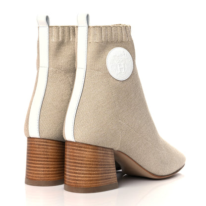Hermes Knit Calfskin Volver 60 Ankle Boots 37 Nocciola 4 of 8