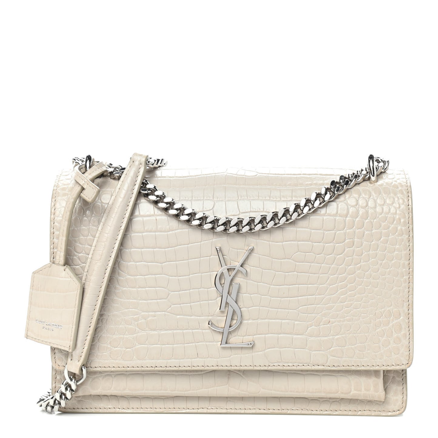 Calfskin Crocodile Embossed Medium Monogram Sunset Blanc Vintage