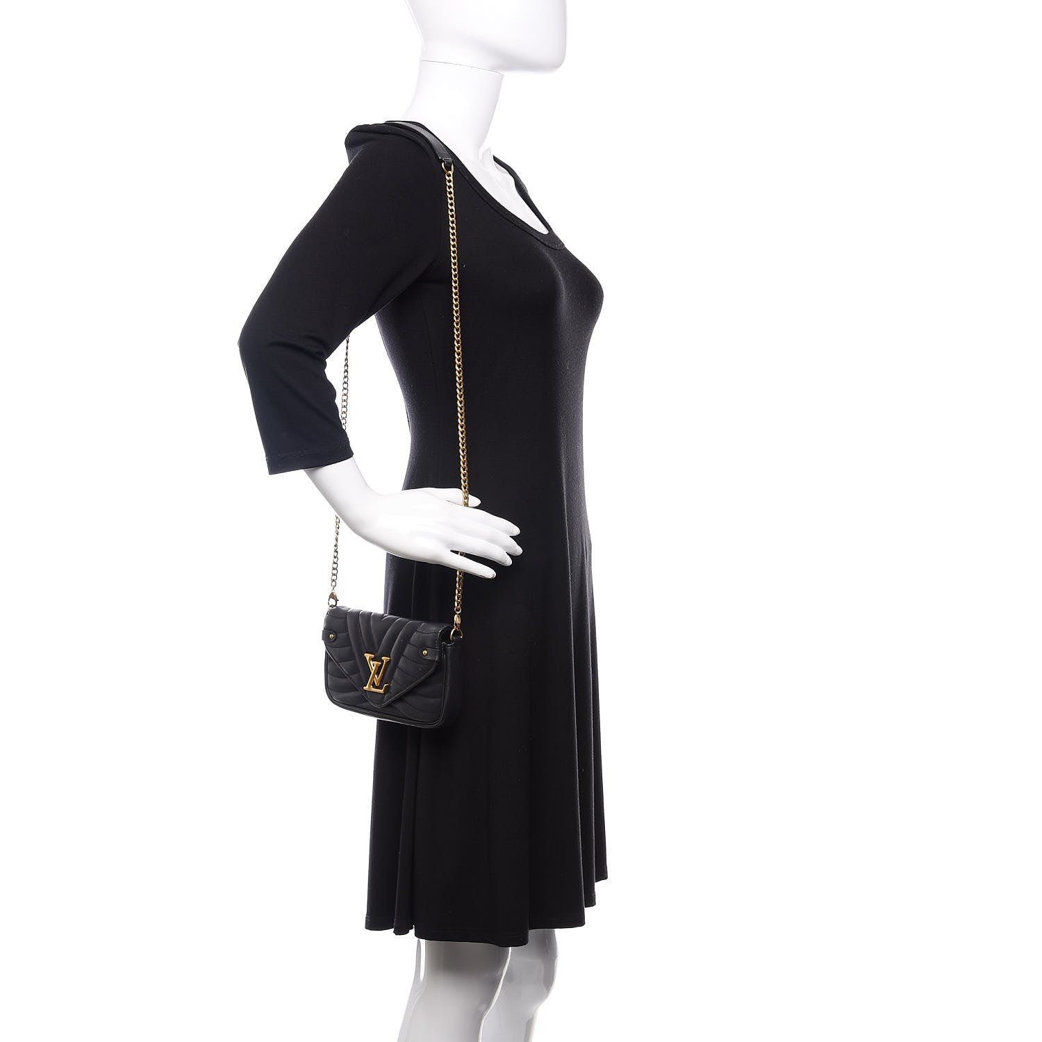 Louis Vuitton Calfskin New Wave Chain Pochette Black 2 of 12
