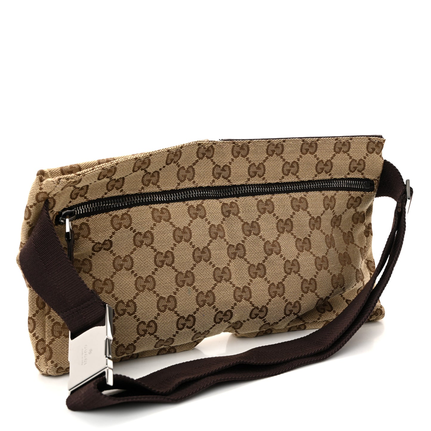 GG Monogram Double Pocket Belt Bag Dark Brown