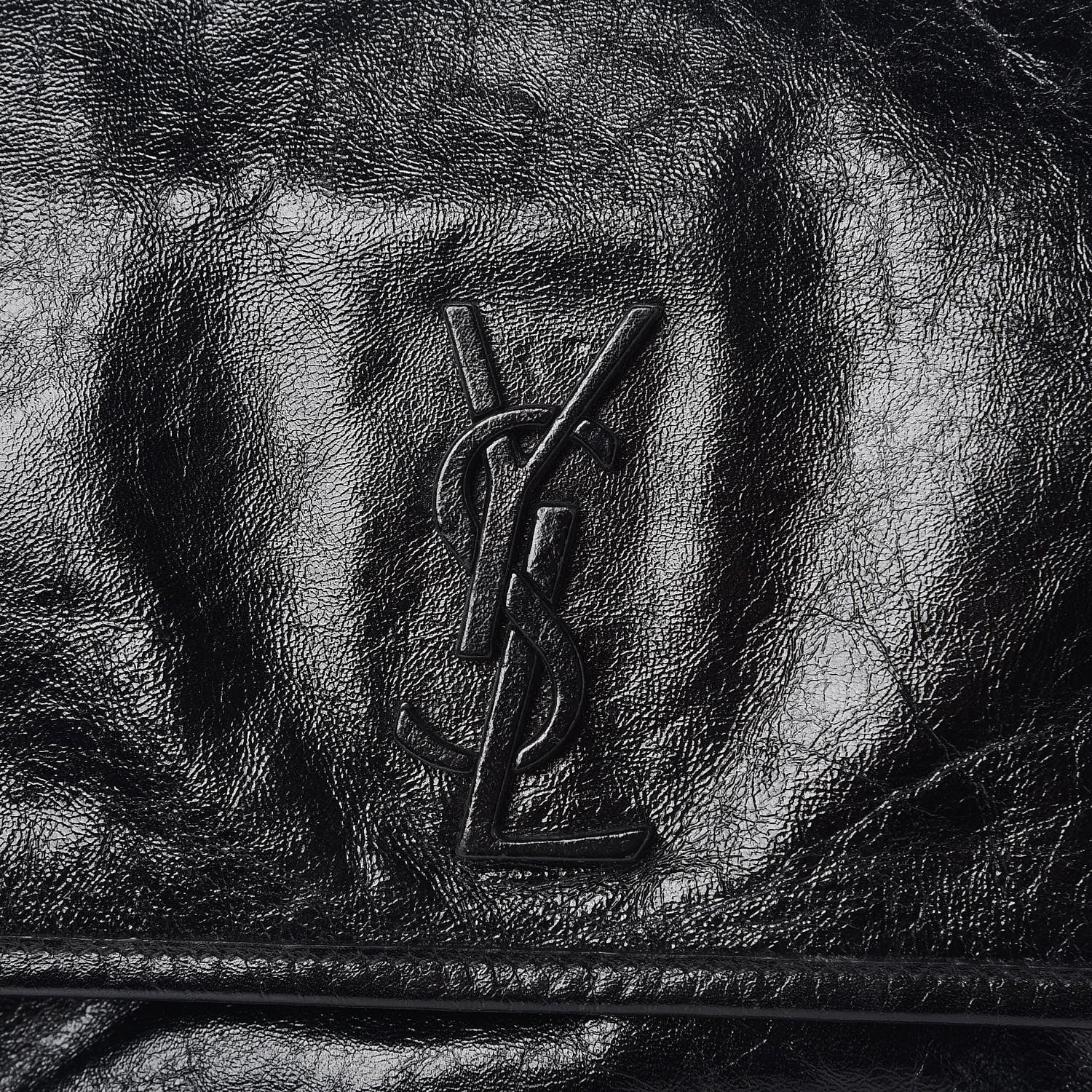 Saint Laurent Crinkled Calfskin Matelasse Monogram Medium Niki Chain Satchel Black 9 of 12