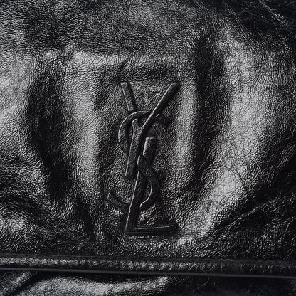 Saint Laurent Crinkled Calfskin Matelasse Monogram Medium Niki Chain Satchel Black 9 of 12