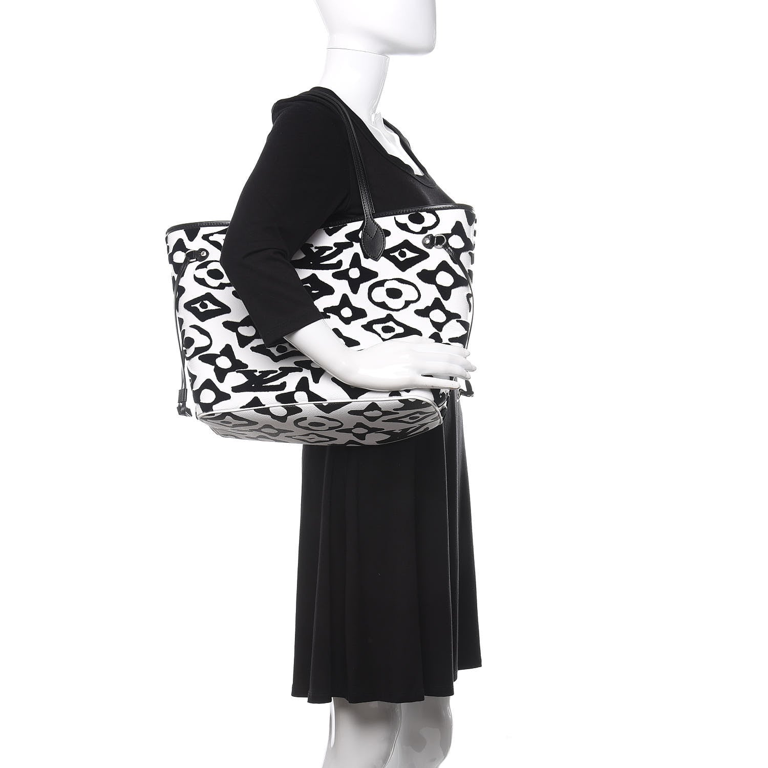 Louis Vuitton X UF Tufted Monogram Neverfull MM Black White 2 of 11