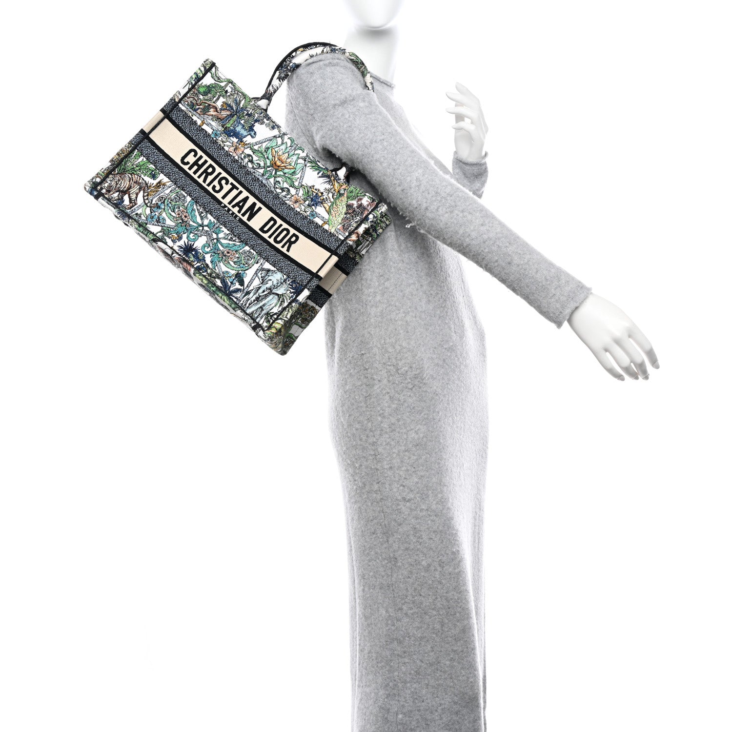 Christian Dior Canvas Embroidered Medium Etoile de Voyage Book Tote White Multicolor 2 of 15
