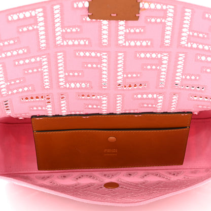 Fendi Canvas Cuoio Agata FF Ajour Embroidered Baguette Ciclamino Cuoio 5 of 9