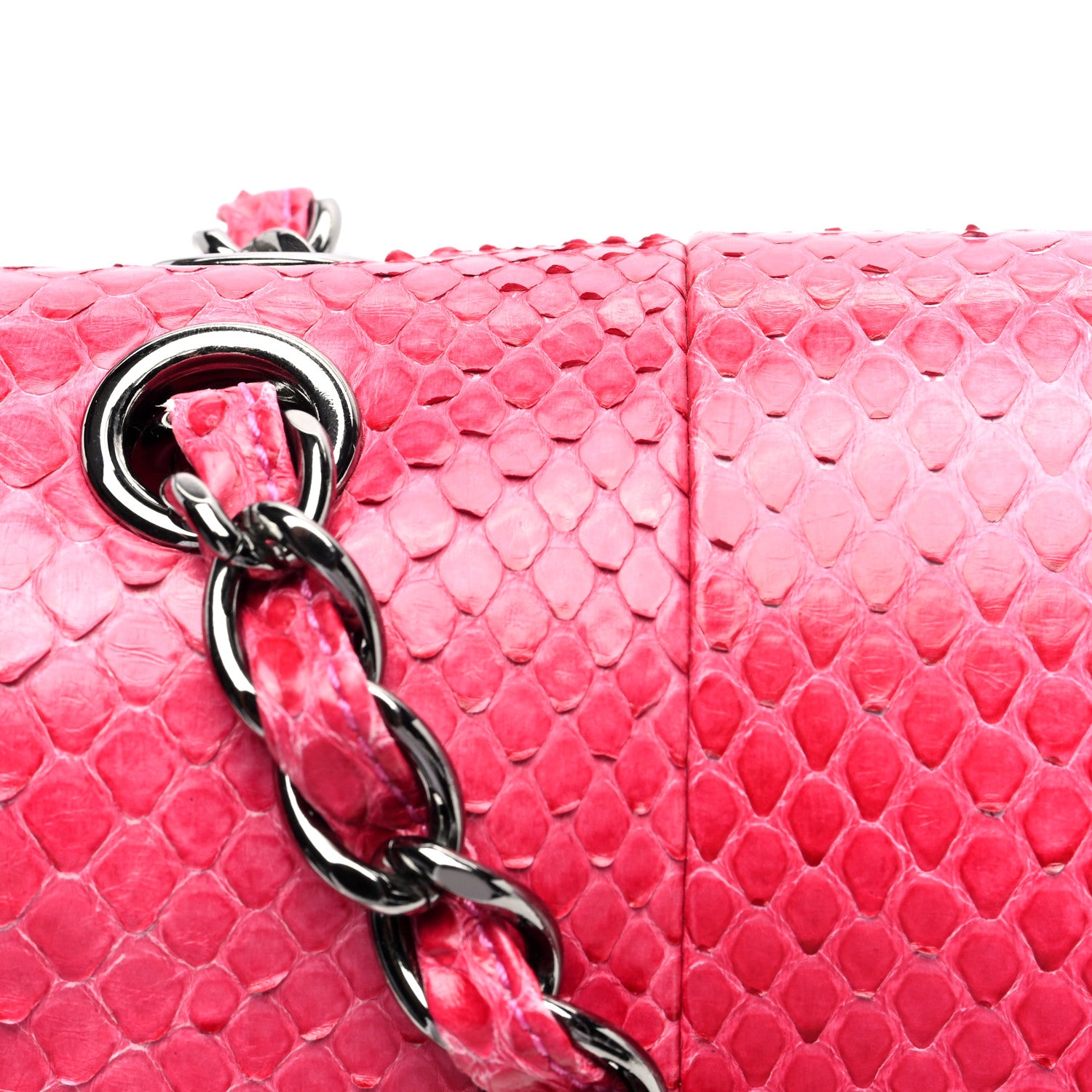 Chanel Snakeskin Jumbo Double Flap Pink 11 of 14