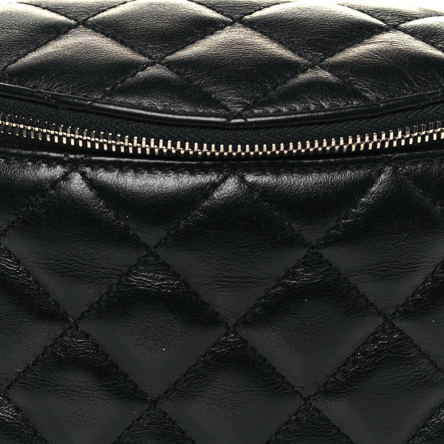 Calfskin Quilted Waist Belt Bag Black