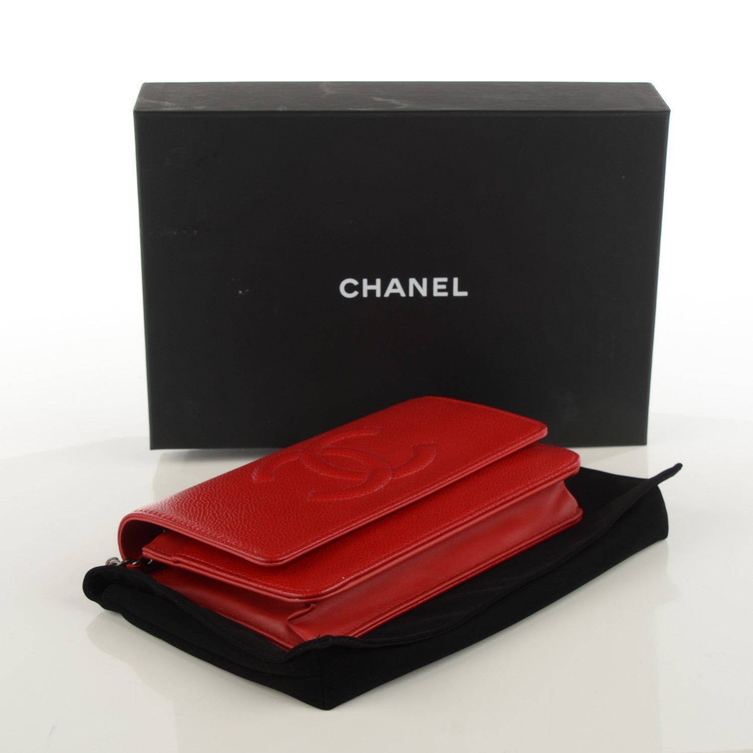 Chanel Caviar Timeless CC Wallet On Chain WOC Red 4 of 8