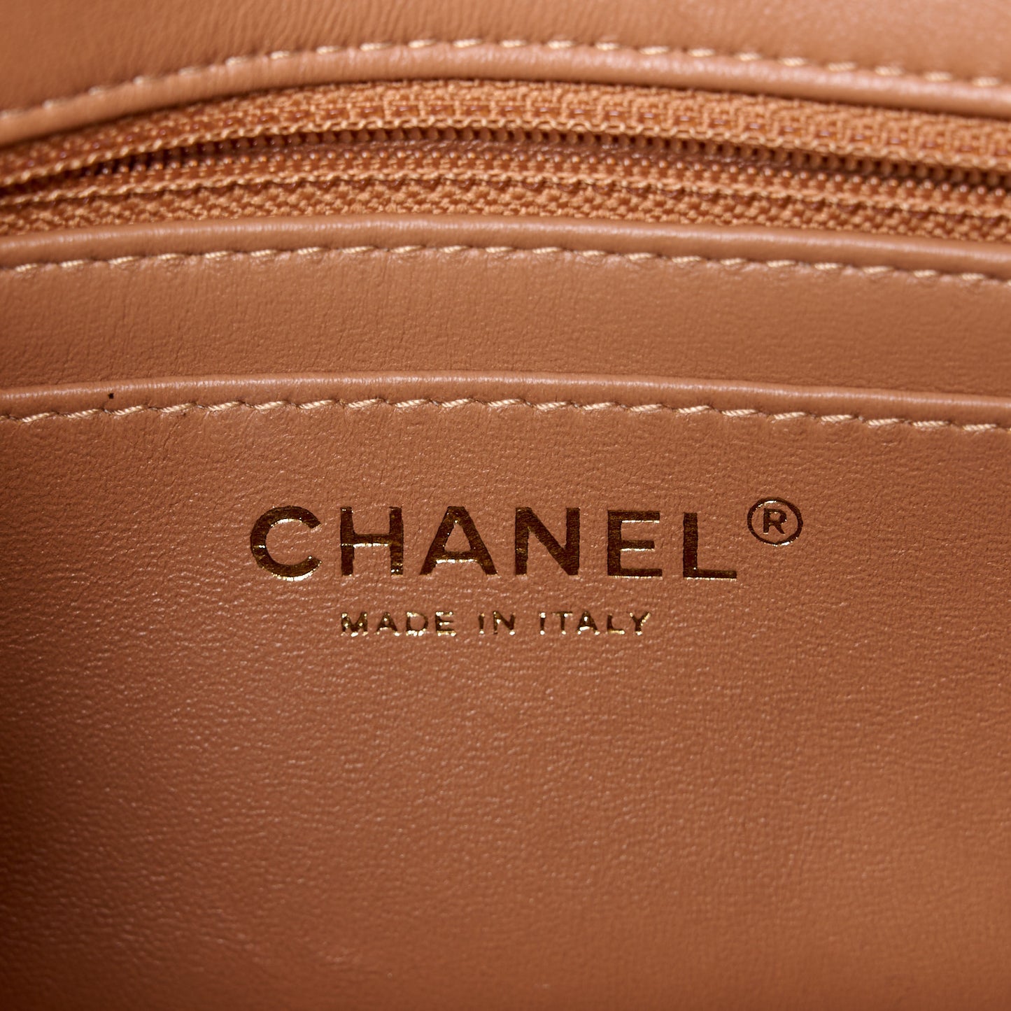 Lambskin Quilted Mini Rectangular Flap Brown