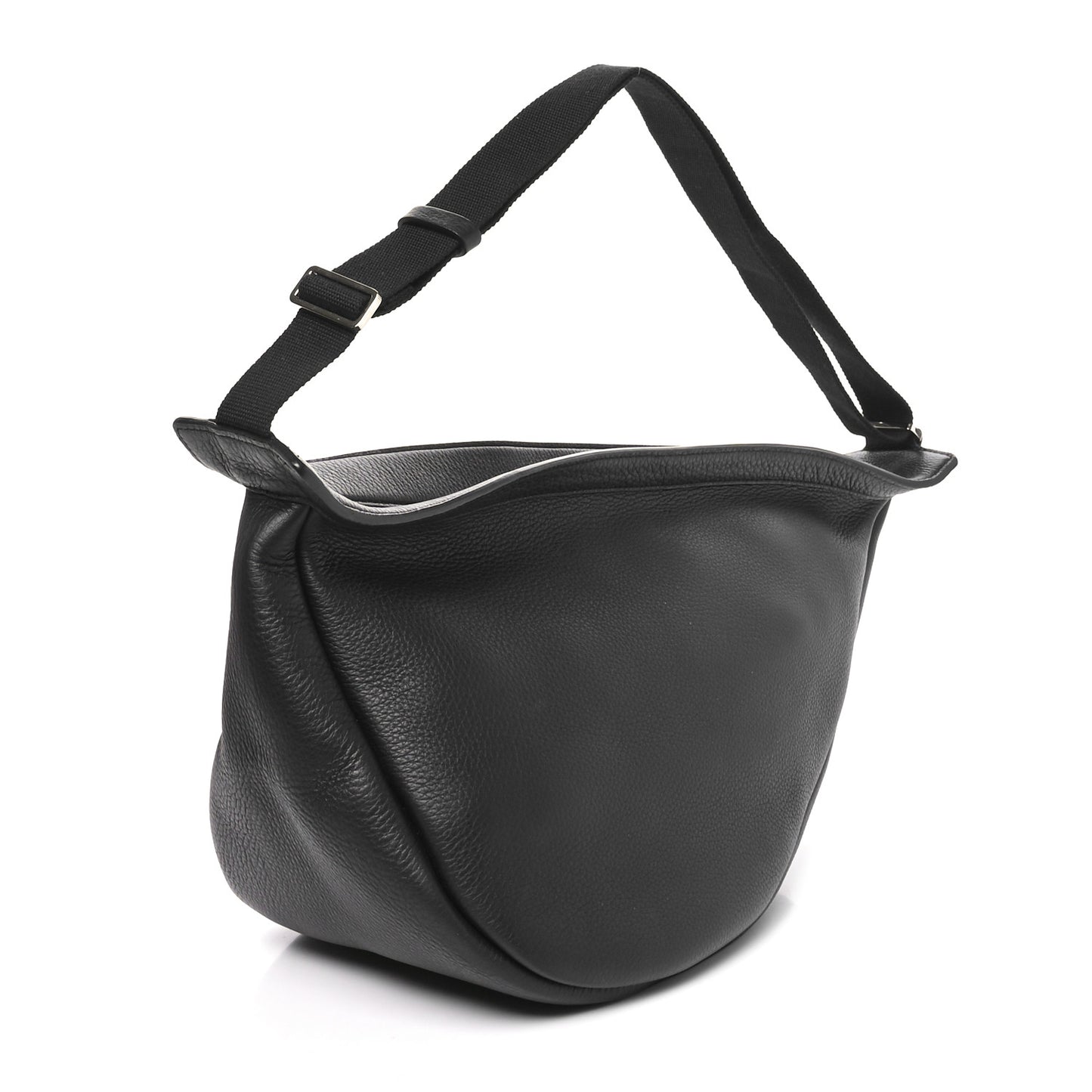 Grained Calfskin Large Slouchy Banana Bag Black