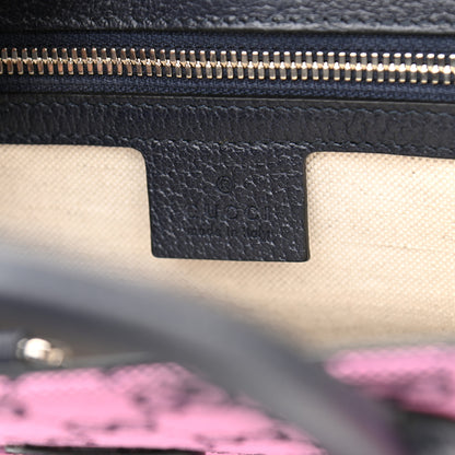 Gucci Monogram Multicolor Textured Dollar Calfskin Small Retro Interlocking G Tote Bag Pink Blue 5 of 9