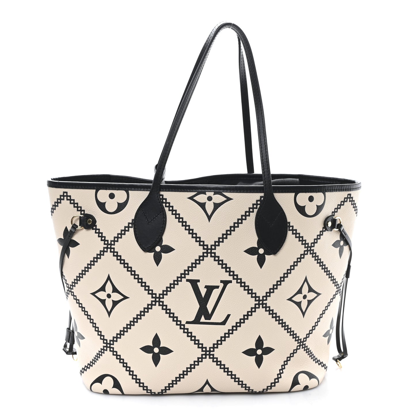 Empreinte Monogram Giant Broderies Neverfull MM Cream Black