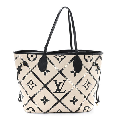 Louis Vuitton Empreinte Monogram Giant Broderies Neverfull MM Cream Black 1 of 10