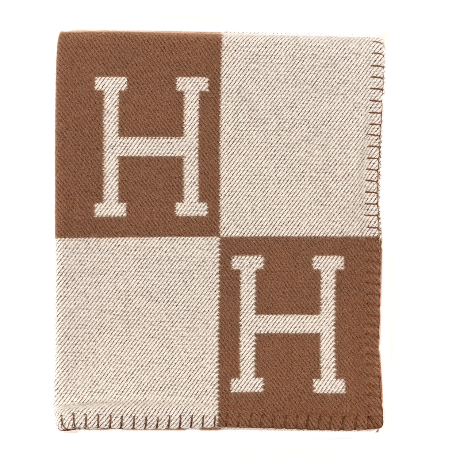 Hermes Wool Cashmere Avalon Blanket Ecru Camel 1 of 3