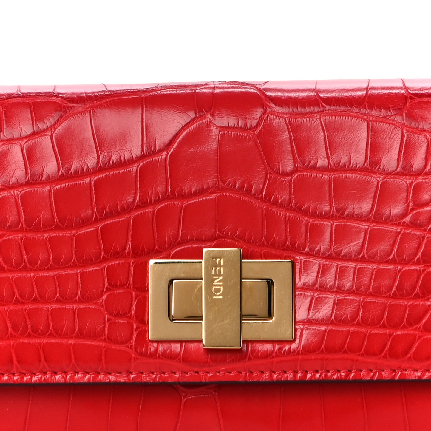 Shiny Alligator Vitello Century Lucido Peekaboo Continental Wallet Pomodoro